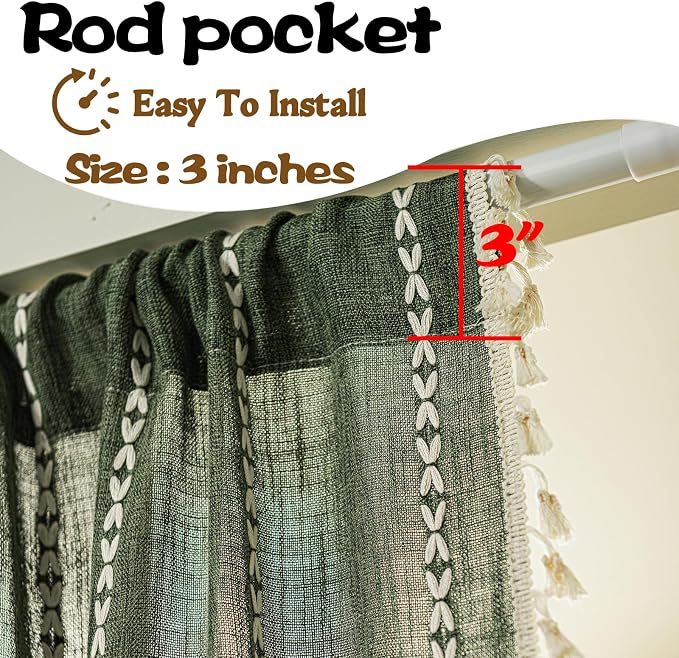 Sutuo Home Boho Door Curtains for Doorway Patio, Bohemian Linen Tassles Light - Image 4