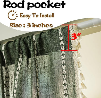 Sutuo Home Boho Door Curtains for Doorway Patio, Bohemian Linen Tassles Light - Image 4
