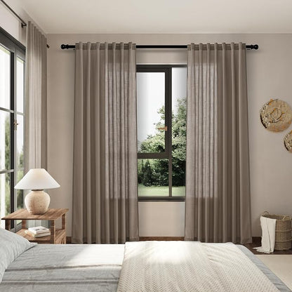Dark Taupe Linen Curtains 80 Inches Length - Image 7