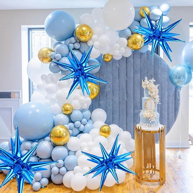 8 Pcs Blue Star Balloons, 27/22 inch One-Piece Explosion Foil Balloons - Image 5