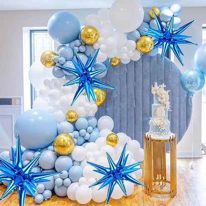 8 Pcs Blue Star Balloons, 27/22 inch One-Piece Explosion Foil Balloons - Image 5