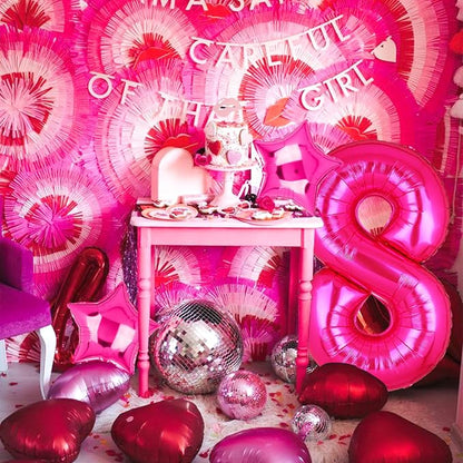 40 Inch Number Balloons Hot Pink 8 Cowgirl Pink 8th Birthday Decor 9 Pcs | - Image 3