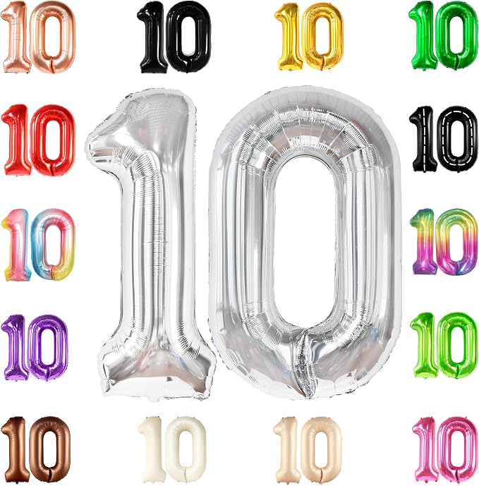 KatchOn Silver 10 Balloon, 40 Inch by KatchOn