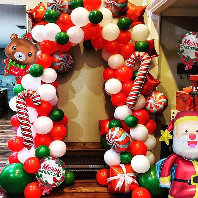 Red and Green Balloons 50 Pcs 12 Inch Christmas Latex Balloons Set Green Red - Image 7