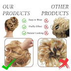 Large Messy Bun Hair Piece Curly Synthetic Extensions Scrunchies Fake Chignon Updo Hairpieces for Women Blonde