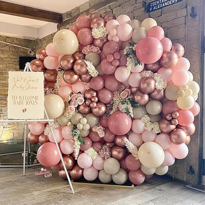 PartyWoo Dusty Pink Balloon Arch Kit 142pcs Rose and Pink Balloons | Nude White - Image 5