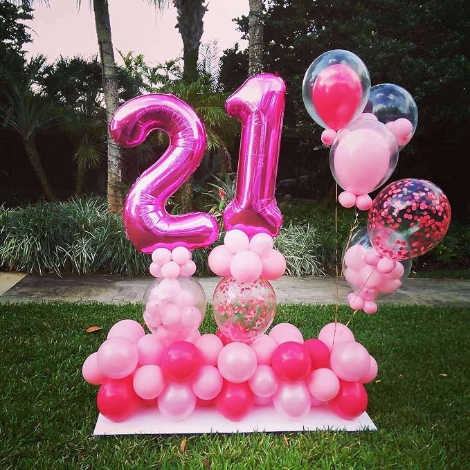 Hot Pink 24 Number Balloons, 40 Inch Giant Number 24 Balloons Foil Mylar Helium - Image 6