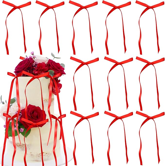 Ephlyn 30Pcs Bow Cupcake Toppers Valentine's Bowknot Ribbons Coquette Bow High by Ephlyn