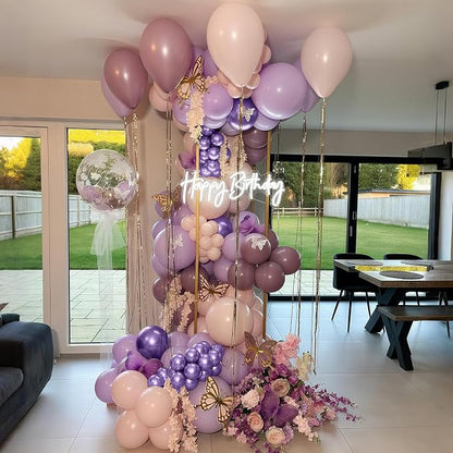 Dusty Purple Balloons Garland Arch Kit, Lilac Retro Pink Sand White Balloon - Image 4