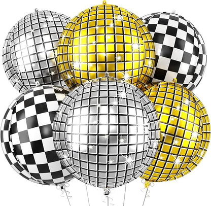 6pcs 22 Inch Gold Disco Ball Balloons by Paready