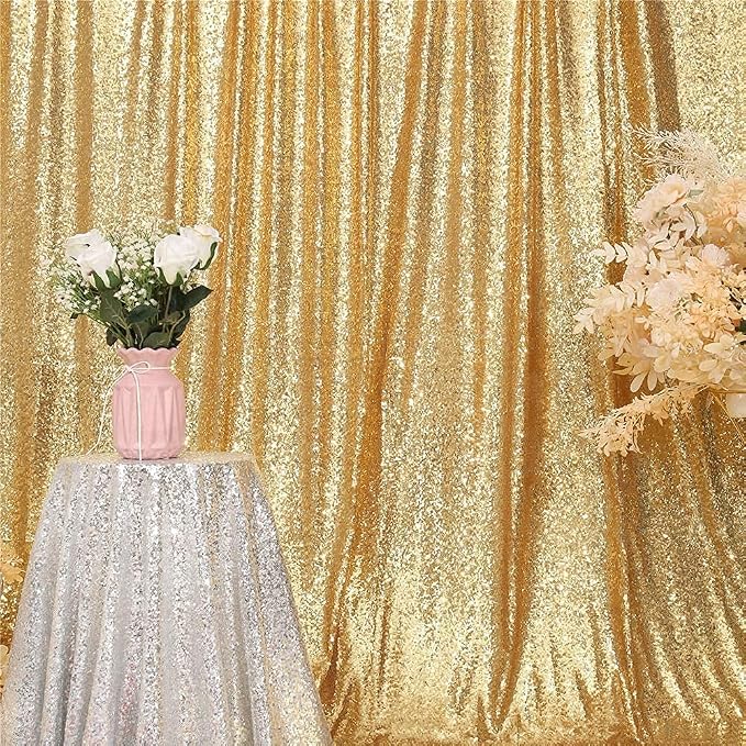 Poise3EHome Gold Sequin Backdrop, 6FT x 8FT Glitter Curtain - Image 8