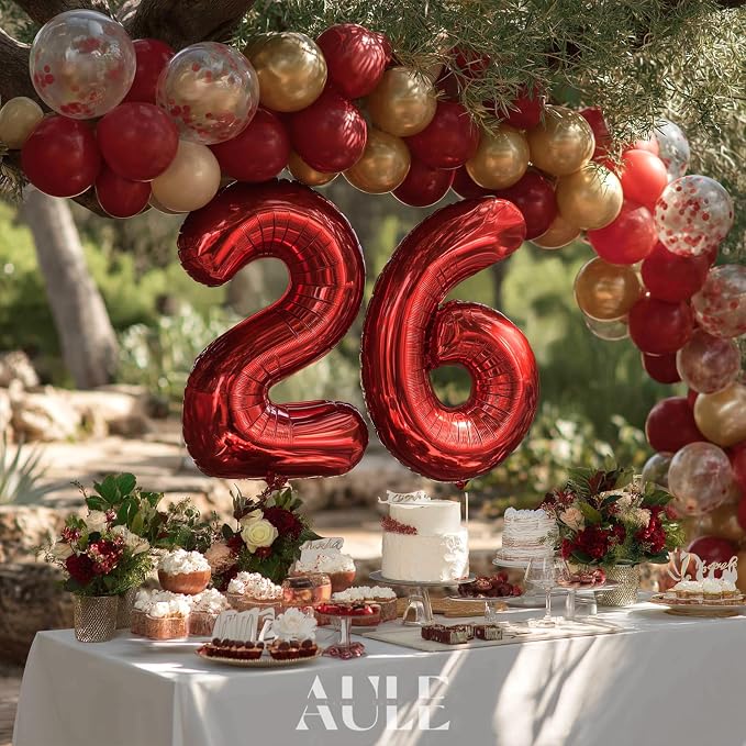 AULE 40 Inch Red 26 Balloon Number Foil 0-9 Birthday Big Numbers | Birthday - Image 2