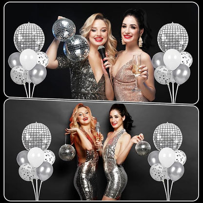 4 Sets Silver Disco Ball Balloons Stand Kit - Image 5