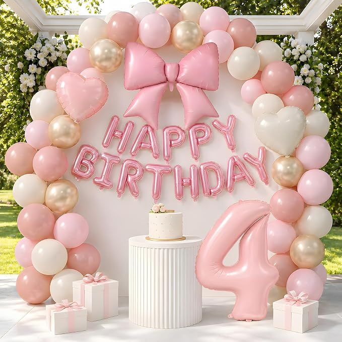 Dusty Pink Number 4 Balloon, 4th Birthday Decorations - Image 7
