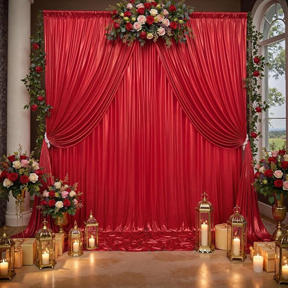 20x10ft Thick Red Glitter Backdrop Curtain Panels - Image 9