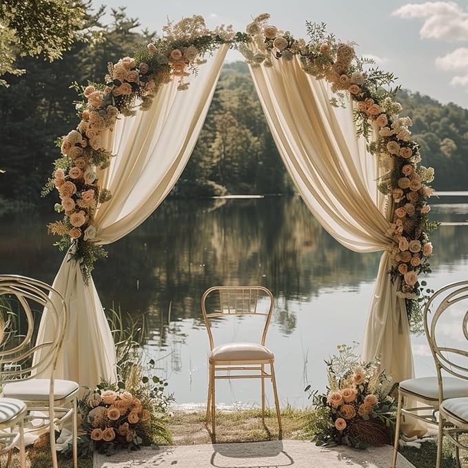Wedding Arch Draping Fabric Backdrop Drapes 2 Panels, Champagne | 28.7"x20FT - Image 3