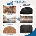 Hair Topper Human Hair Curtain Air Bangs Topper for Women,3.54x4.92 T-part Lace Base Topper Hair Piece for Daily Wear(Light Brown)