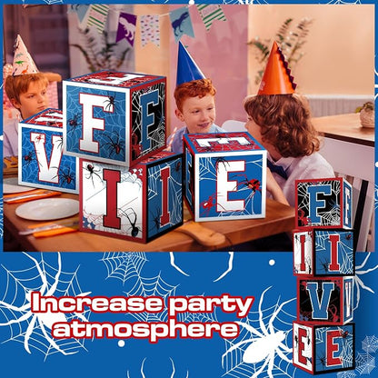 Feifeiya 4 Pcs Spider 5th Birthday Decoration Spider Theme Balloon Boxes "Five" - Image 5
