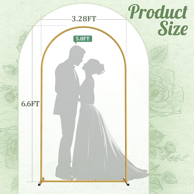6.6FT Arch Backdrop Stand, Metal Gold Wedding Arch Frame | - Image 7