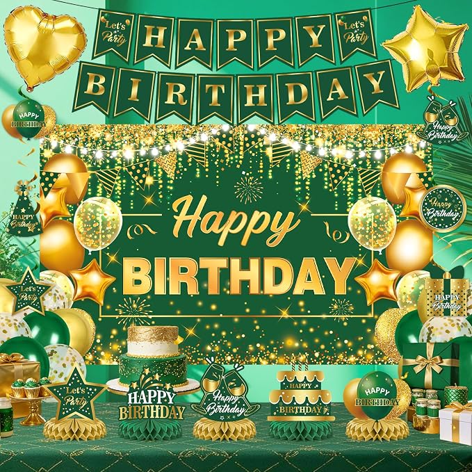 Green Gold Birthday Decorations Set - Image 2