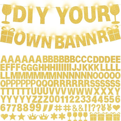 175Pcs DIY Glitter Customizable Banner Kit Custom Banner Happy Birthday by WELITTCON