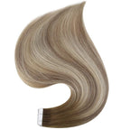Full Shine Hair Extensions Tape in Color Dark Brown 3 Fading to 8 and 22 Blonde Tape in Hair Extensions 12Inch Invisible Skin Weft Human Hair Tape in Extensions 20Pcs 30Gram Add Volume