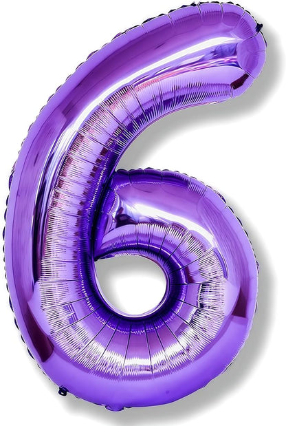 Purple Number 6 Balloon for Girls 6th Birthday, 40 Inch Number Foil Balloon 6 by Isndare