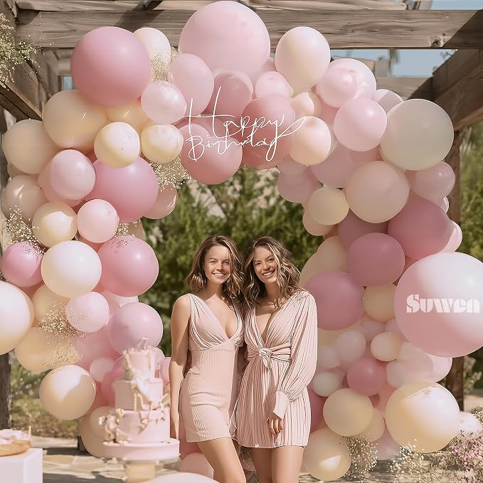SUWEN 153Pcs Pink Balloons Arch Kit Garland 18 10 5 Inch Light Pink | Pastel - Image 5