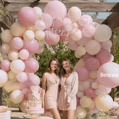 SUWEN 153Pcs Pink Balloons Arch Kit Garland 18 10 5 Inch Light Pink | Pastel - Image 5