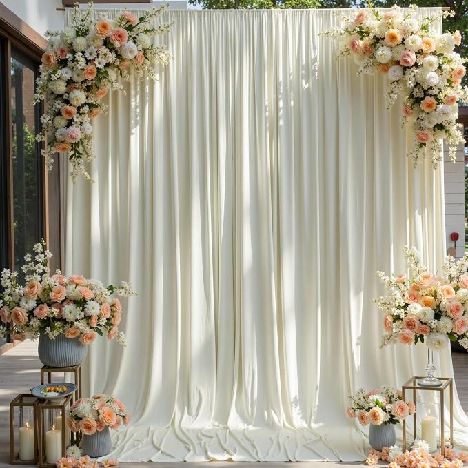 10ft×12ft Wrinkle Free Ivory Backdrop Curtain - Image 6