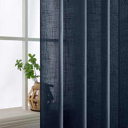 MIULEE Navy Blue Linen Curtains 52x72 Inch 2 Panels - Image 5