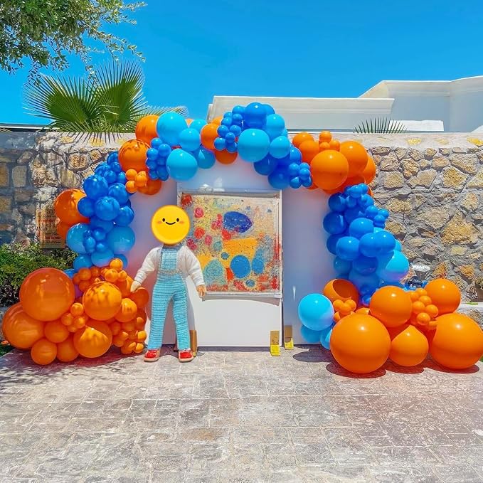 Blue and Orange Balloons Garland Arch Kit - Image 7