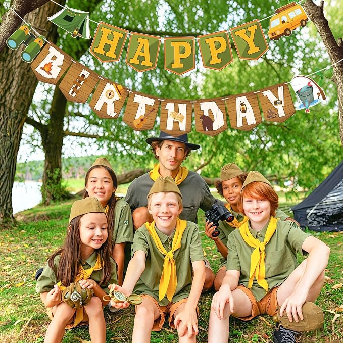 Camping Happy Birthday Banner Camping Birthday Party Decorations Camping Party - Image 6