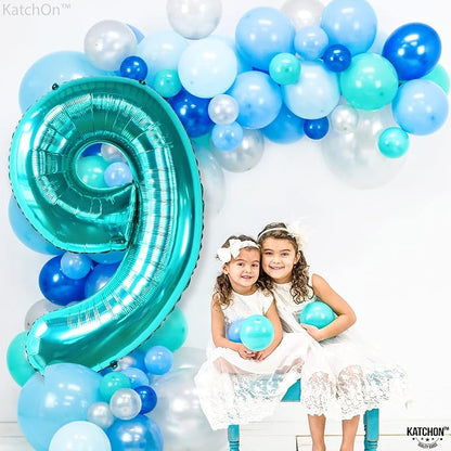 KatchOn Foil Teal Blue Number 9 Balloon - Image 4