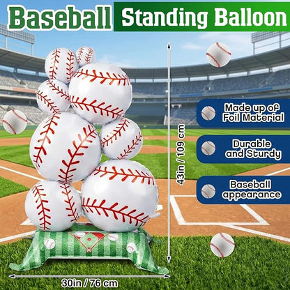 Giant 43-Inch Self-Standing Baseball Foil Balloons 2-Pack, Reusable 3D Mylar - Image 2
