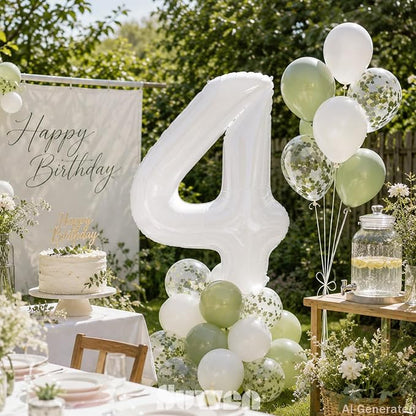 SUWEN 40 Inch White Large 4 Balloon Number Big Foil Helium Numbers 0-9 | Giant - Image 3