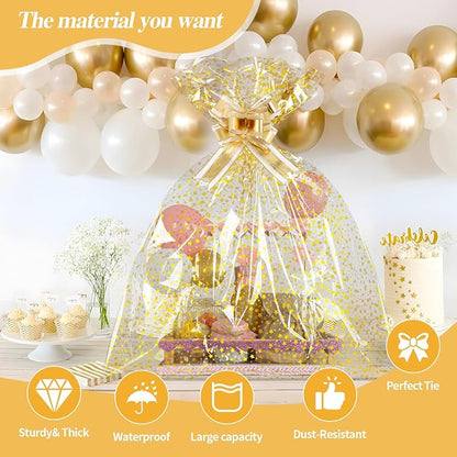 COQOFA 20 Pieces Large Cello/Cellophane Bags, 24x30 Inches Clear Basket Gift - Image 3