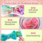 WSYUB Skincare Headband, 6pcs, Tie Dye Color, Soft Coral Fleece, Elastic, Washable, Reusable, For Women, Girls, Facial Makeup, Shower, Exercise, Party Gift