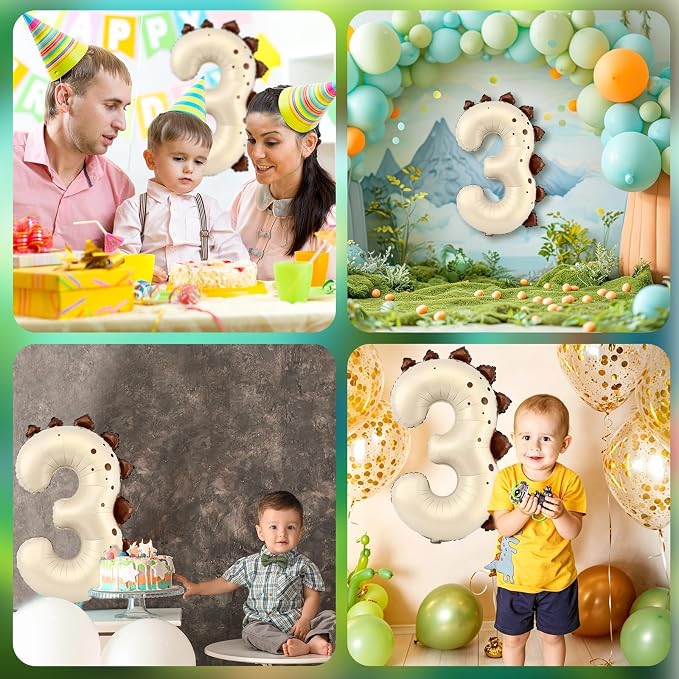 Dinosaur Number 3 Balloon, 30 Inch Birthday Party Decorations - Image 7