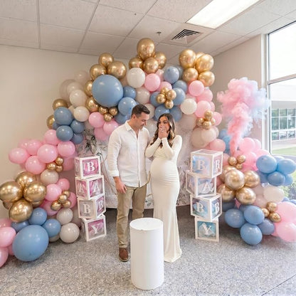Gender Reveal Balloons, Chrome Gold Sand White Balloon - Image 3