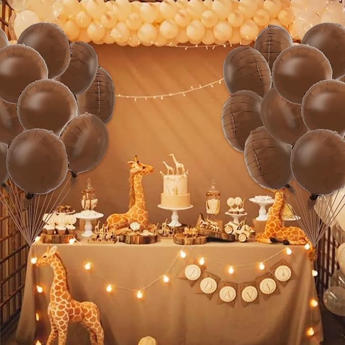 TONIFUL 30Pcs 18 Inch Chocolate Round Shape Foil Balloons Big Brown Circle - Image 5