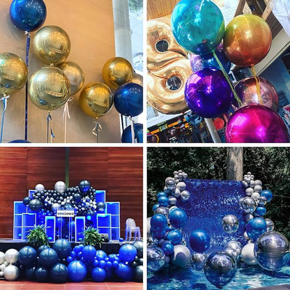 PartyWoo Navy Blue Large Round Giant 4D Jumbo Foil Balloons 6pcs 22 Inch | 22 - Image 6