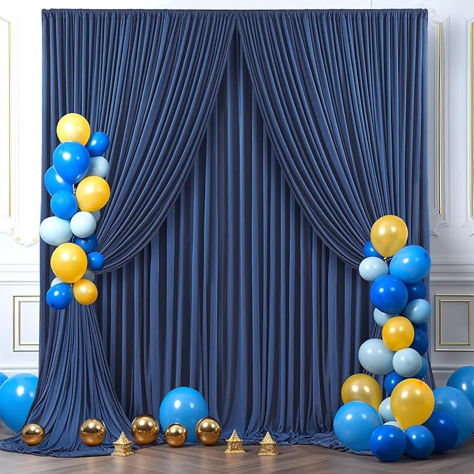4 Panels Navy Blue Backdrop Curtains - Image 4