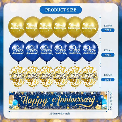 Happy Anniversary Banner Decorations Navy Blue Gold Happy Anniversary Yard - Image 7