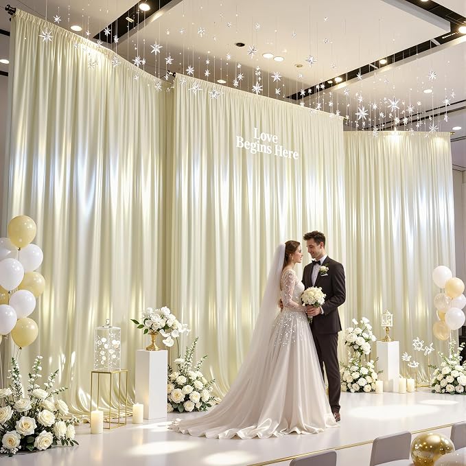20x10ft Champagne Glitter Backdrop Curtain - Image 2