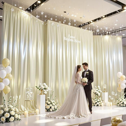 20x10ft Champagne Glitter Backdrop Curtain - Image 2