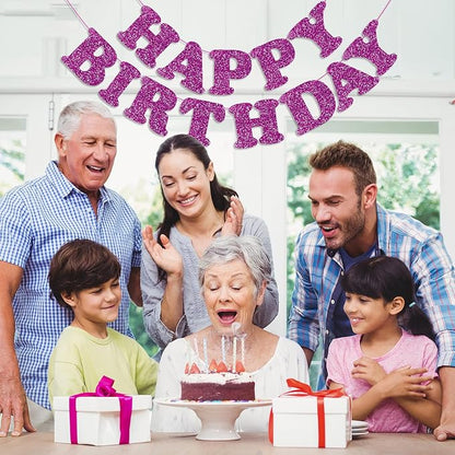 Purple Happy Birthday Banner Birthday Party Decorations Happy Birthday Banner - Image 5