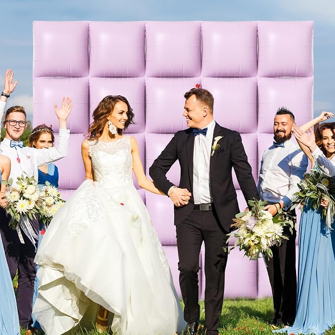NISOCY 25PCS Matte Pastel Purple Square Foil Balloons Wall Backdrop | Double - Image 6