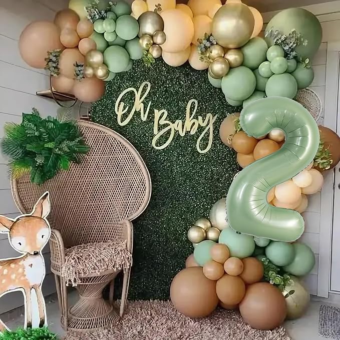 TONIFUL 40 Inch Sage Green Large Number 1 Balloon - Image 4