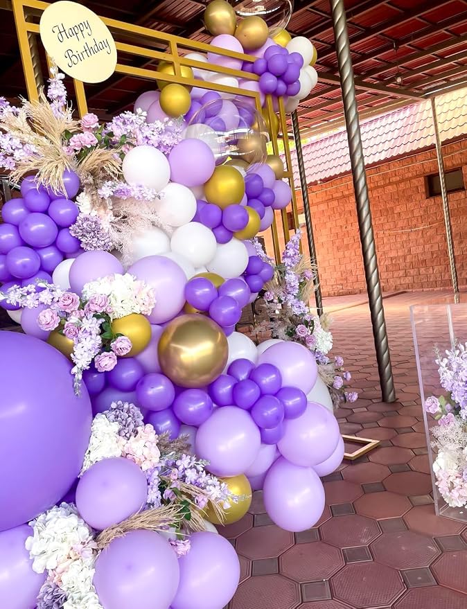 Purple and Gold Balloon Arch Kit, Birthday Party Decor | Multi-Size Purple Gold - Image 5